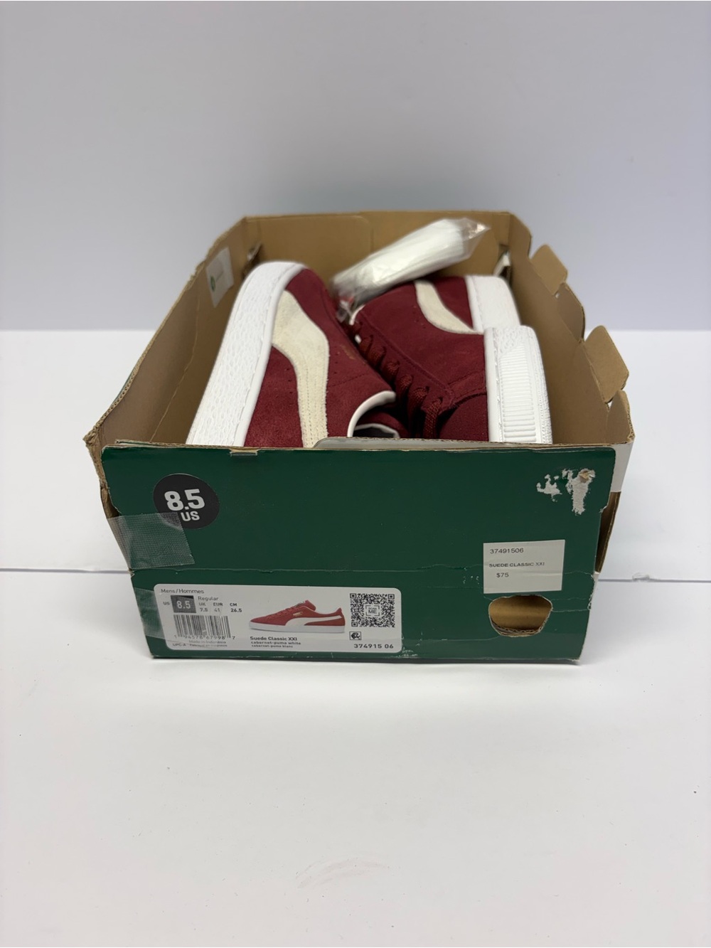 Puma Men's Suede Sneaker in Burgundy and White / no original box included/ - Picture 8 of 9